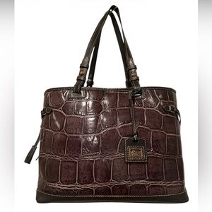 Dooney & Bourke Brown Croc-Embossed Leather Tote